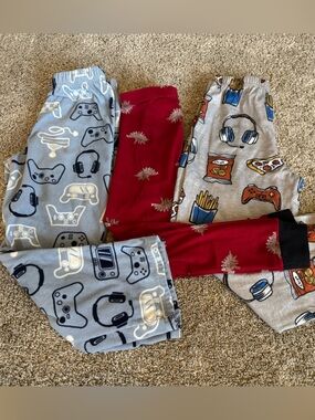 Kids 3-Pack Miscellaneous Pajama Pants Set -Blue, Red, Light Gray